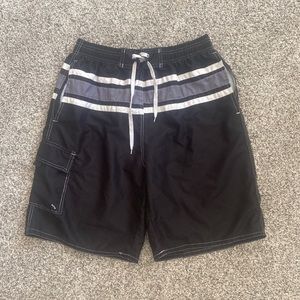 Men’s Black Striped Swimming Trunks